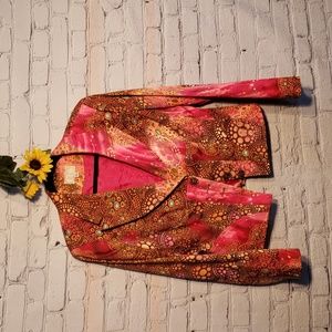 Alberto Makali long sleeve jacket bright multi-color jeweled buttons Sz10